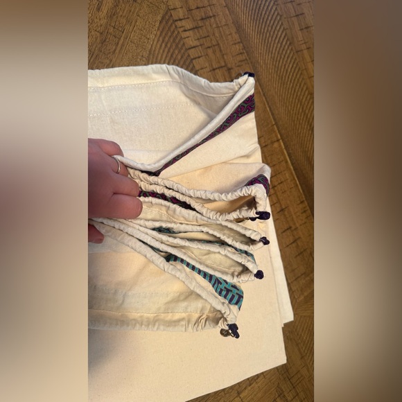 💙💜 Tory Burch Cream Dust Bags with Blue & Purple Trim / Green & Purple Trim 💜💚 - Picture 11 of 12